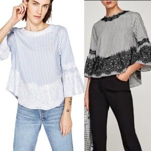 Bundle of 2 Zara Striped Lace Blouses Size Small